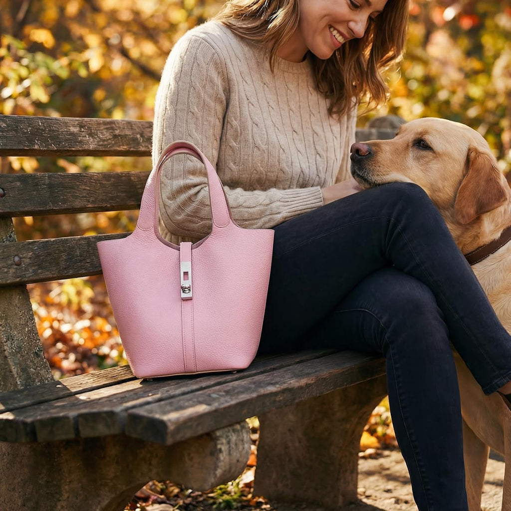 Tote Bag For Women Vegan Leather Bucket Purse For Women Top Handle Handbag Shoulder Bag With Detachable Small Purse