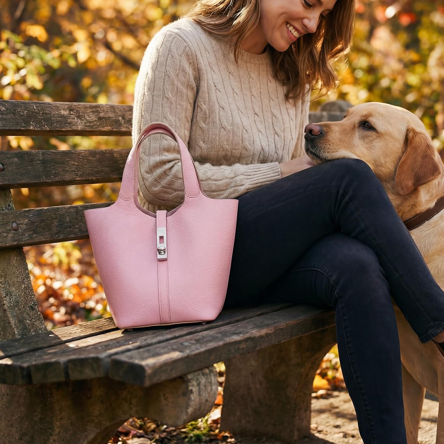 Tote Bag For Women Vegan Leather Bucket Purse For Women Top Handle Handbag Shoulder Bag With Detachable Small Purse