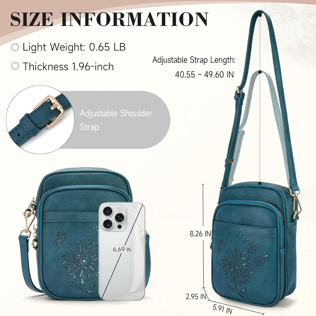 Small Crossbody Bags for Women, RFID Phone Purse with Card Slots, Triple Compartments Lightweight Shoulder Bag