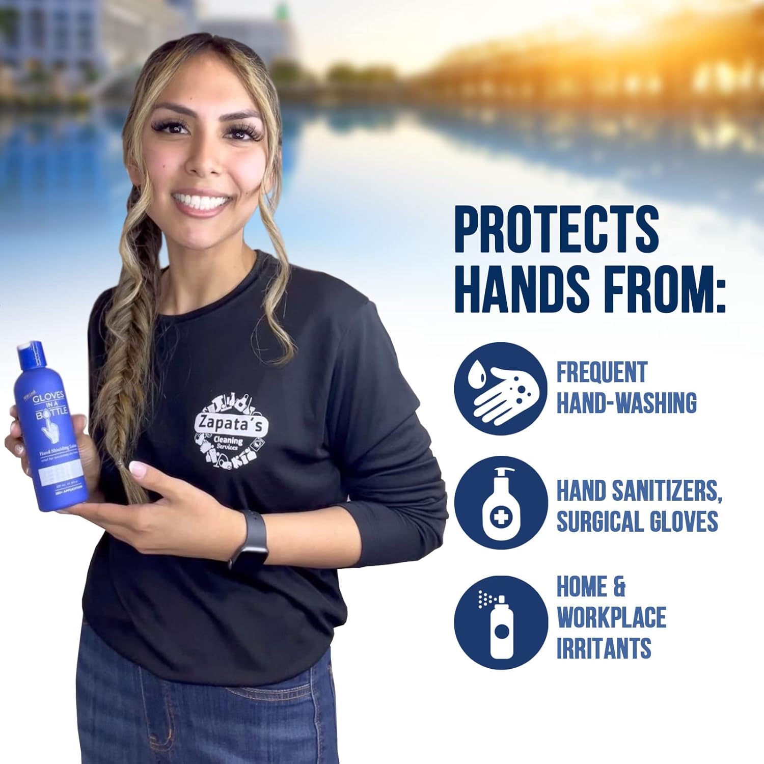 Gloves In A Bottle Shielding Lotion – Long-Lasting Barrier Moisturizer for Dry, Cracked Hands & Sensitive Skin | Non-Greasy, Fragrance Free Lotion | Safe for Men, Women & Babies 6 Months+ | 8 oz