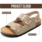 Project Cloud 100% Genuine Leather Beach Sandals For Women 2026 With Lightweight & Comfortable Slides For Women - Non Slip With Memory Foam Slingback Womens Sandals 2026 (Garda)