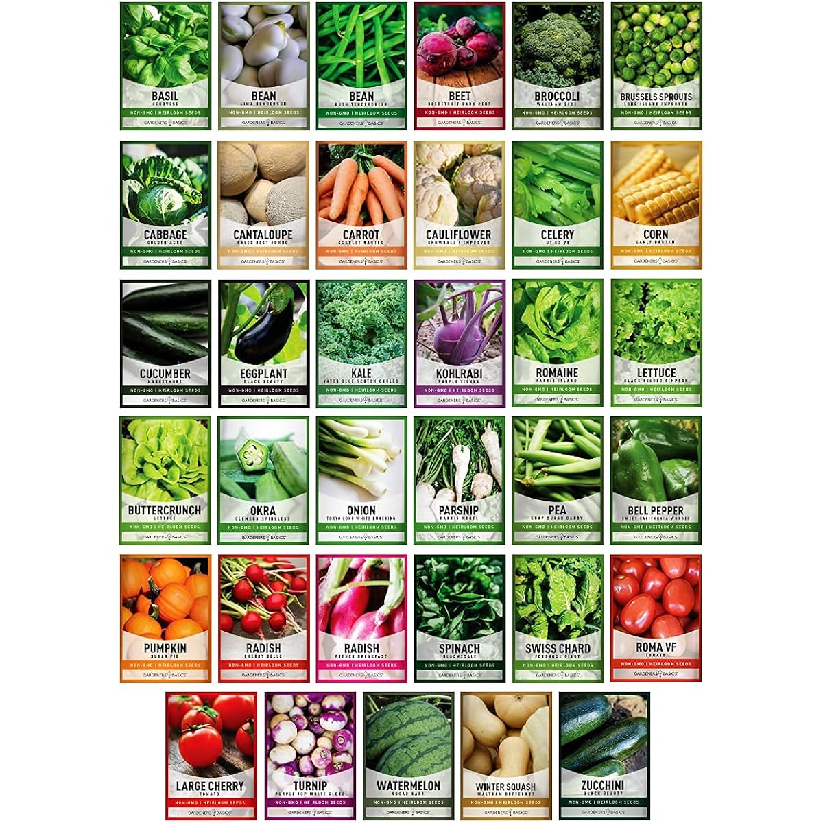 Gardeners Basics Survival Vegetable Seeds Garden Kit Over 16,000 Seeds Non-Gmo And Heirloom, Great For Emergency Bugout Survival Gear 35 Varieties Seeds For Planting Vegetables 35 Free Plant Markers