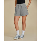 Striped Shorts for Women High Waisted Beach Casual Drawstring Pull On Elastic Waist Summer Shorts with Pockets