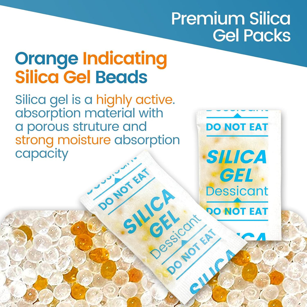 50Pcs 5G Silica Gel Packets, Moisture Absorbers Desiccant Packs For Storage, Clothes, Shoes, Electronics, 3D Printer Filament, Jewelry, Spices, Safes, Tools