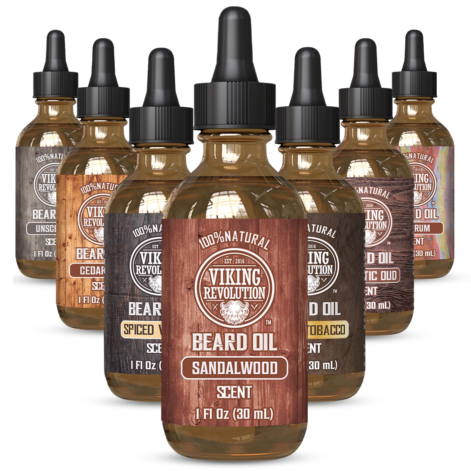 Viking Revolution Beard Oil for Men - Natural Mens Beard Oil with Argan Oil and Jojoba Oil - Beard Softener, Strengthens and Moisturizes - Beard Conditioner for Men (Sandalwood, 1 Pack)