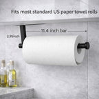 Paper Towel Holder, Self Adhesive Or Screw Mounting, Black Wall Mount Sus304 Stainless Steel Paper Towel Holder Under Cabinet For Kitchen, Counter, Cabinet, Bathroom