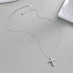 925 Sterling Silver Cross Necklaces for Women 18K Gold Plated Cubic Zirconia Cross Pendant Necklace Easter Baptism Religious Jewelry Minimalist Gift