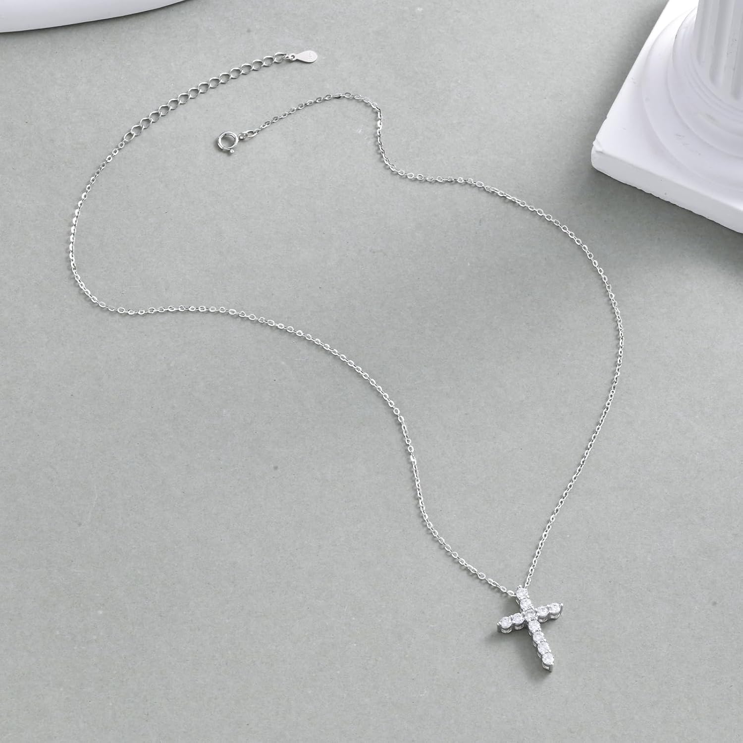 925 Sterling Silver Cross Necklaces for Women 18K Gold Plated Cubic Zirconia Cross Pendant Necklace Easter Baptism Religious Jewelry Minimalist Gift