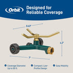 Orbit 58257N Lawn And Garden 3-Arm Metal Sprinkler With Wheel Base