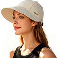 Women Sun Hat Wide Brim Hat Ponytail Baseball Cap Foldable Packable for Summer Beach Golf Hiking Fishing Beige
