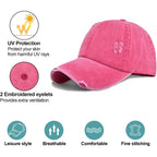 Enwokran Women Ponytail Hat Baseball Cap, Adjustable Criss Cross Messy Buns Ponycaps High Bun Cotton Distressed Hats