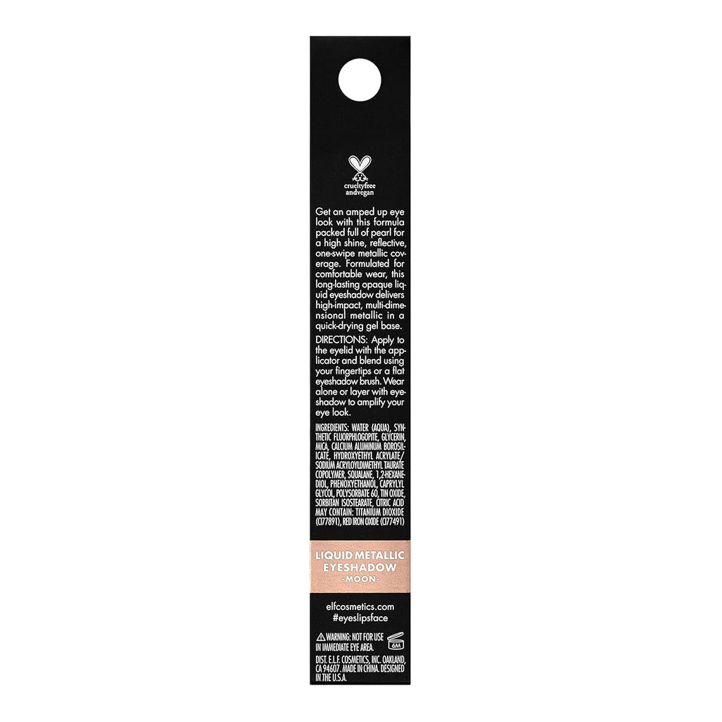 e.l.f. Liquid Metallic Eyeshadow, Gel Formula, Multi-Dimensional Finish For Bold Eye Looks, One-Swipe Coverage, Vegan & Cruelty-Free, Moon, 0.1 Fl Oz