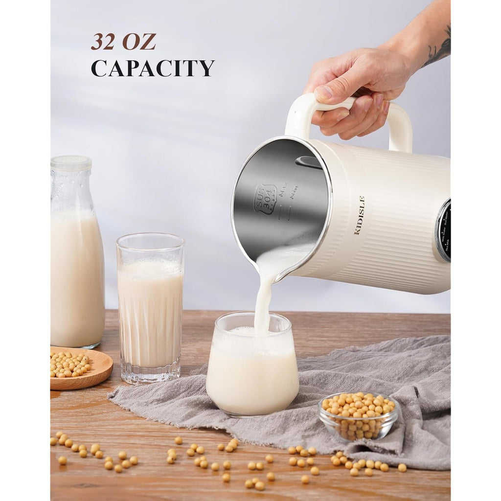 Kidisle 8 In 1 Nut Milk Maker Blender, 32Oz Homemade Soy, Almond, Oat, Coconut, Plant Based And Non Dairy Beverages, Automatic Soybean Machine With Delay Start/Keep Warm/Boil Water, Cream