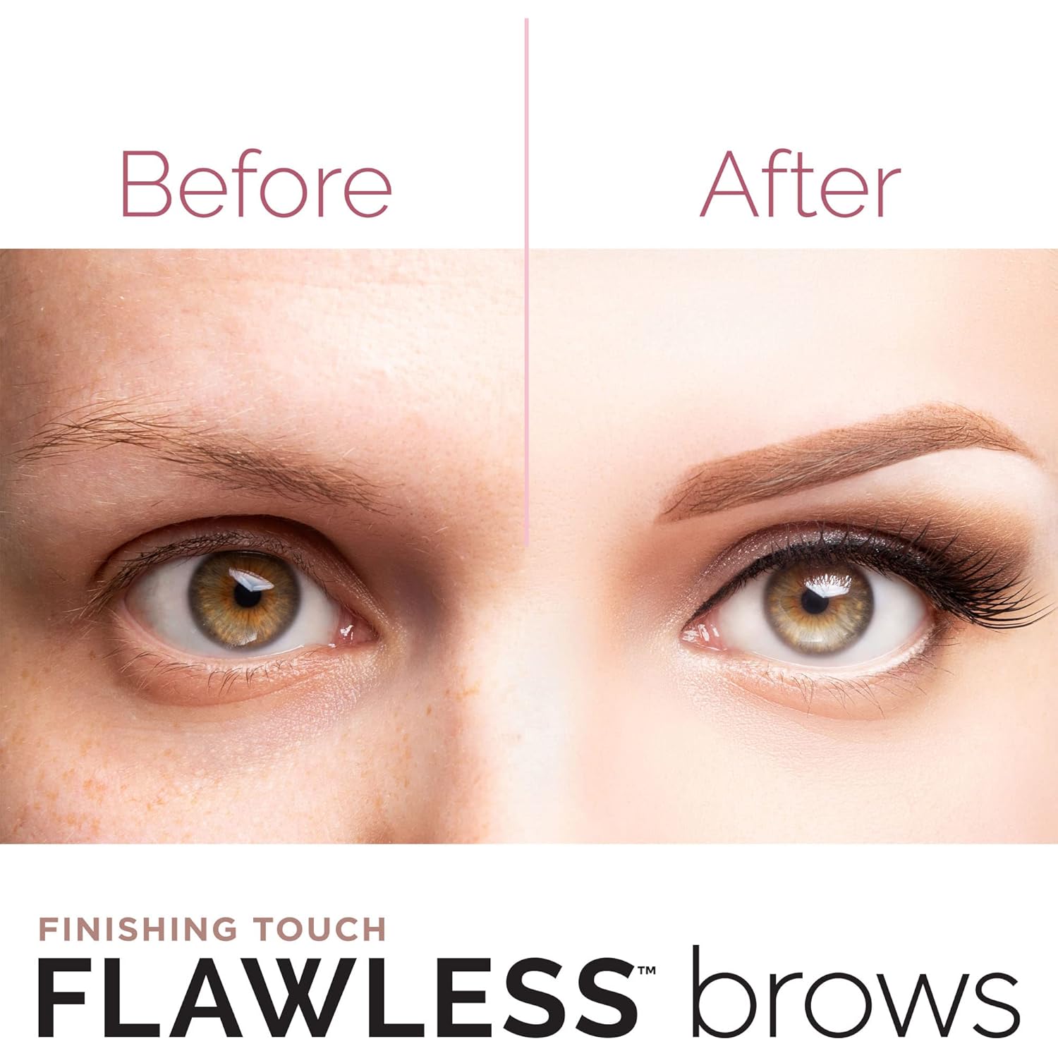 Finishing Touch Flawless Brows Eyebrow Hair Remover Electric Razor for Women with LED Light for Instant and Painless Hair Removal (White)