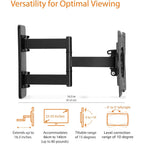 Amazon Basics Full Motion Articulating TV Wall Mount, with Swivel and Tilt, for 26" to 55" TVs and Flat Panels up to 80 Lbs, VESA Compatible, Single Stud, Black