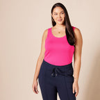 Amazon Essentials Women's Slim-Fit Scoop Neck Tank Top, Pack of 2, Bright Pink/Grey Heather, Large