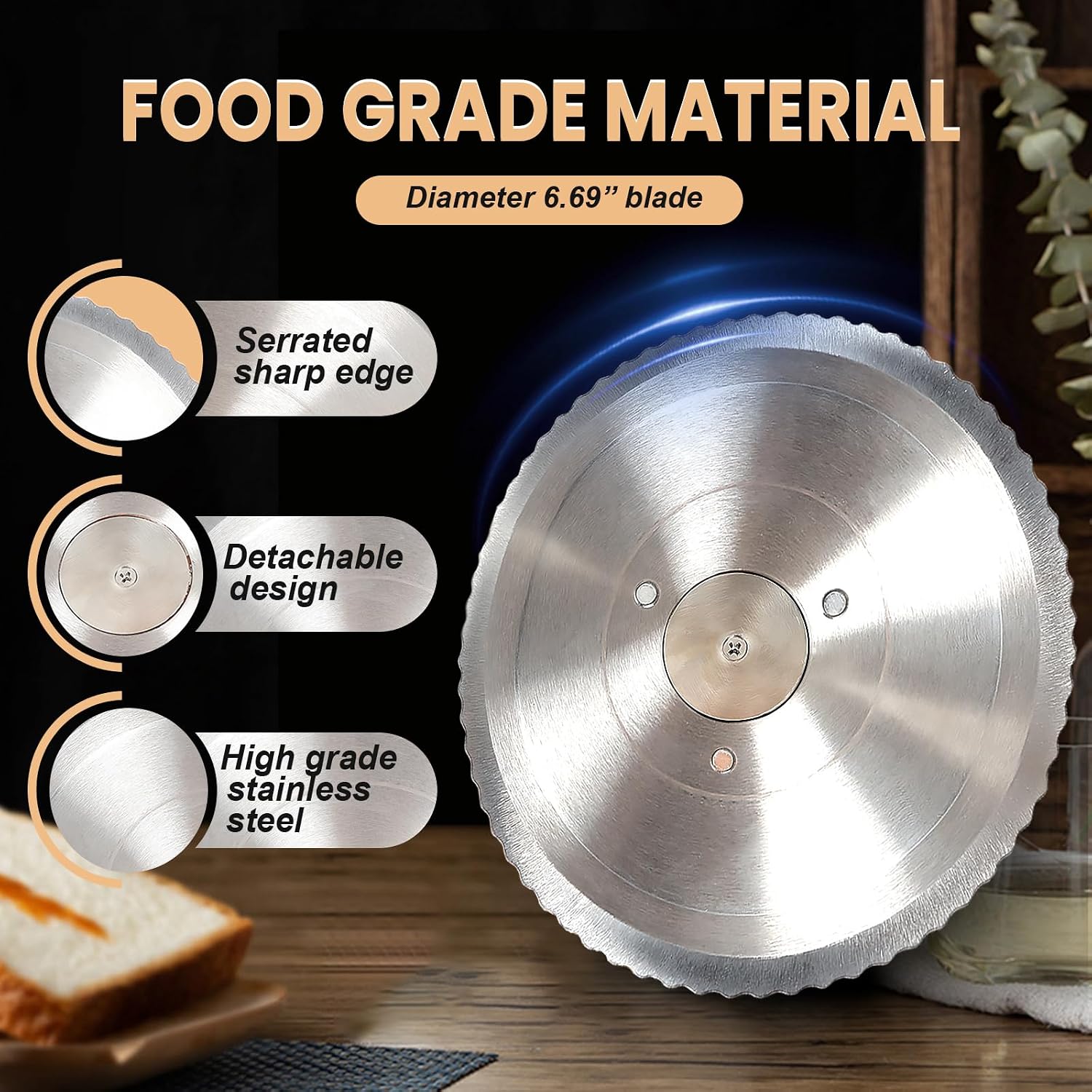 Manual Bread Slicer Adjustable Thickness, Hand Crank Bread Slicer For Homemade Sourdough Bread With Scale Line & Suction Cup & Metal Guide,Quality Solid Wood Base & Gift-Level Packaging