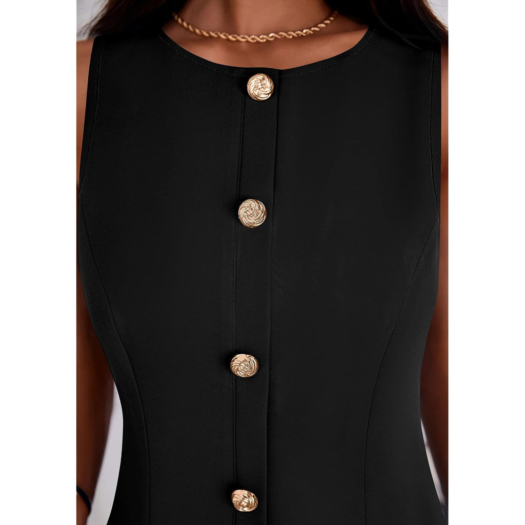 Prettygarden Work Dresses For Women 2026 Summer Business Formal Short Dress Sleeveless Button Down Elegant Office Outfits