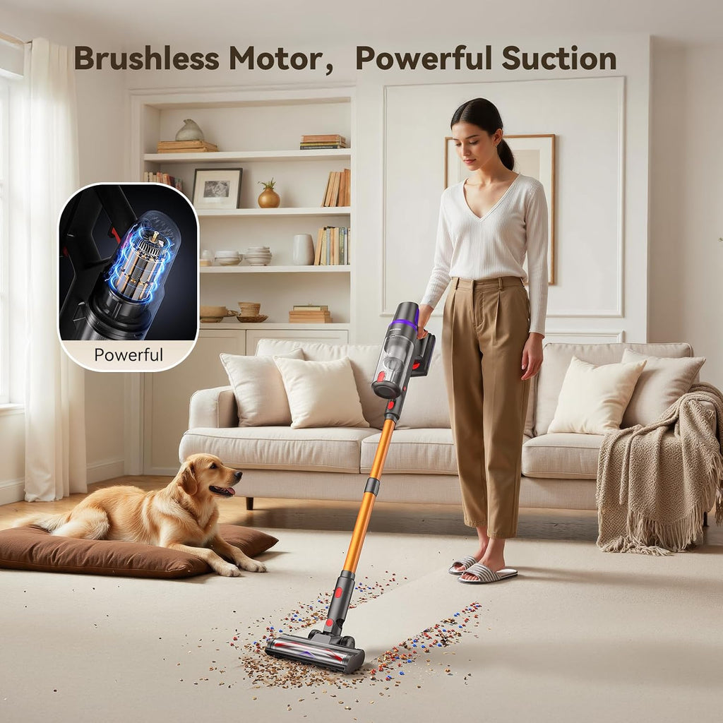 Techrise Cordless Vacuum Cleaner For Home, 550W 45Kpa For Pet Hair & Floors