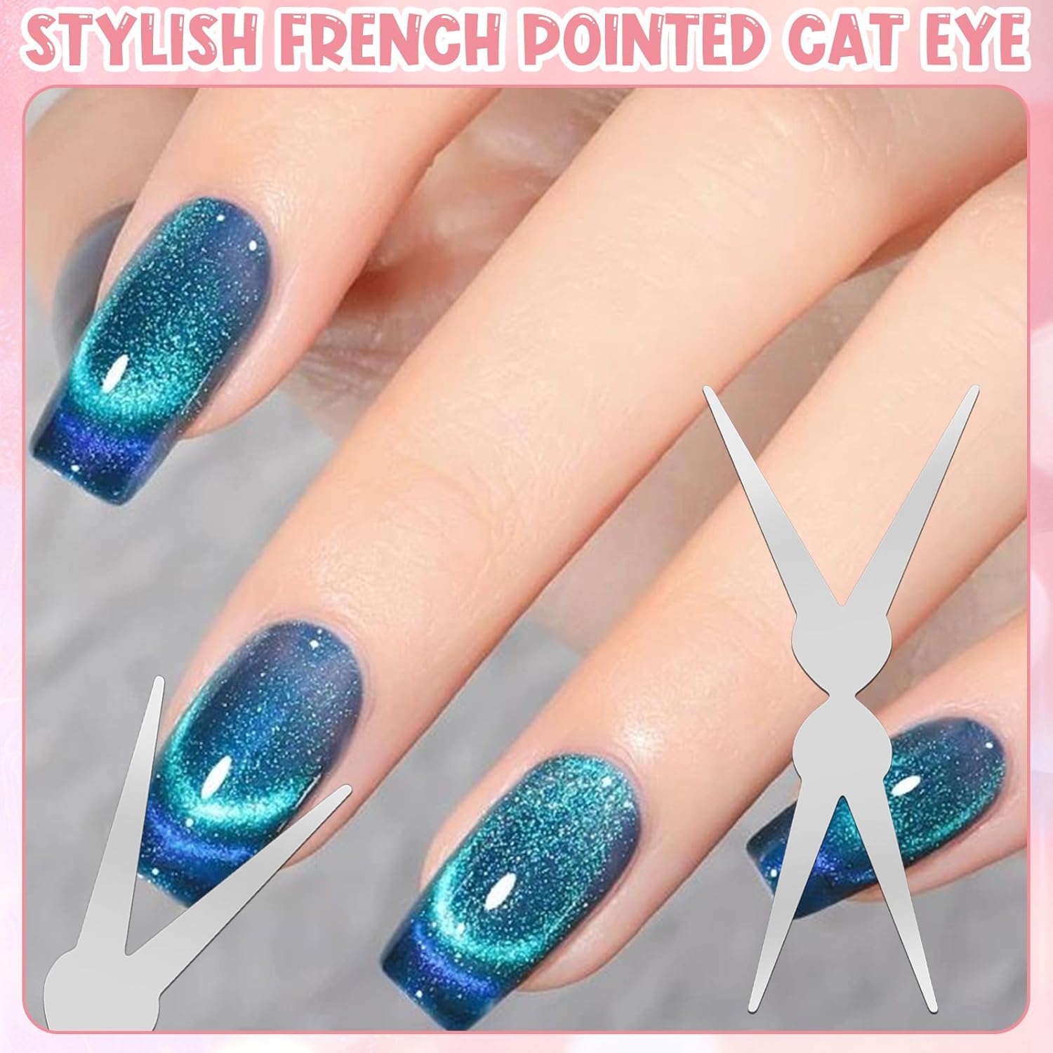 New Pink 3-in-1 Ring Cat Eye Magnet, Cateye Magnet for Nails Magnet Tool Easy to Use for Beginners & Nail Artists Various Creative Patterns Not Easily Damaged