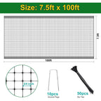 Bird Netting, 7.5 X 100 Ft Heavy Garden Netting Deer Netting For Protect Fruit Trees, Plants And Vegetables Against Birds, Deer, Squirrels And Other Animals