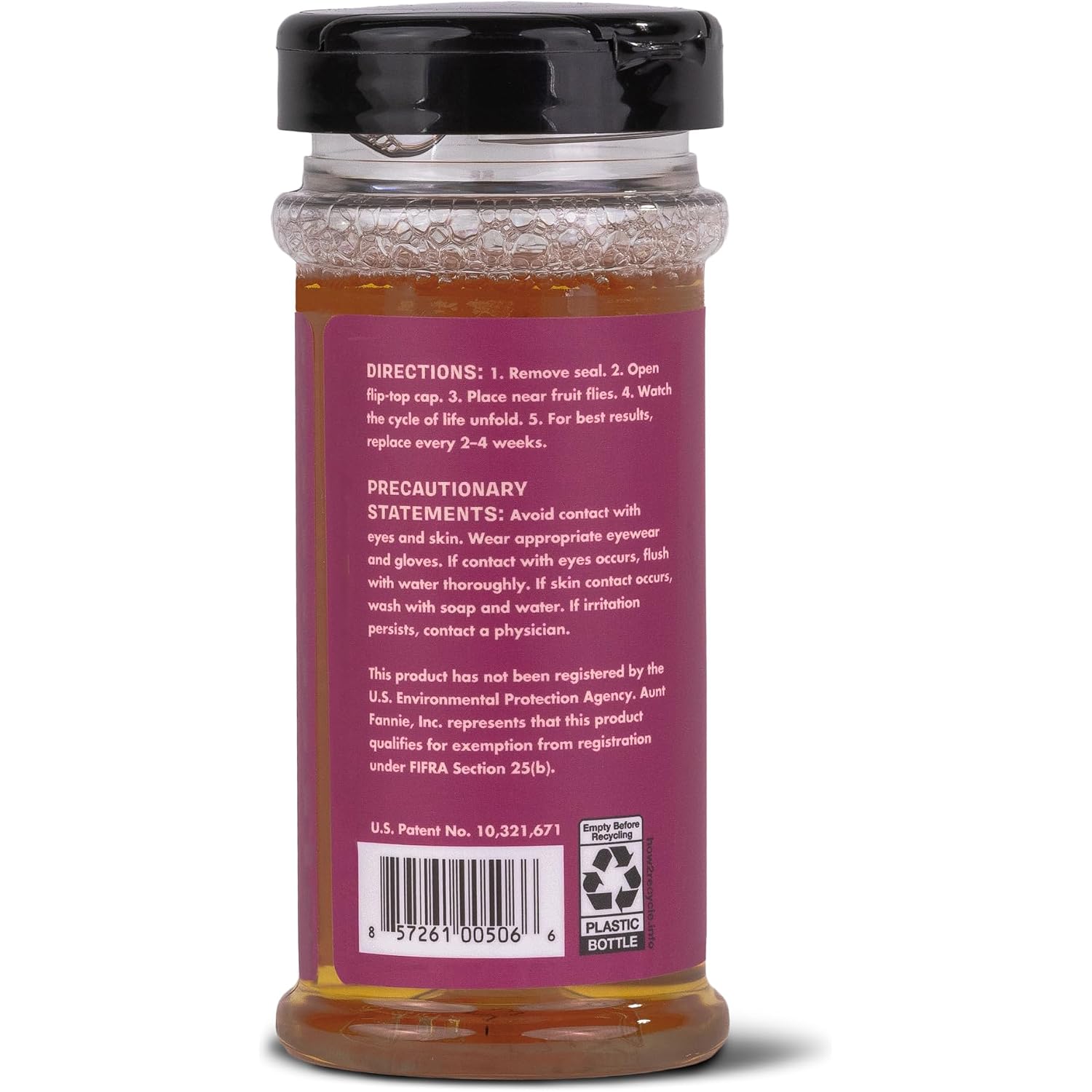 Aunt Fannie'S Flypunch Fruit Fly Trap For Indoor And Kitchen Use, Ready To Use, Made With Plant Based Ingredients, Safe Near Food, Each Bottle Lasts Up To 30 Days, Pack Of 1