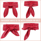 WHIPPY Women Obi Belt Fashion Wrap Around Wide Waistband Knotted Belt for Dress