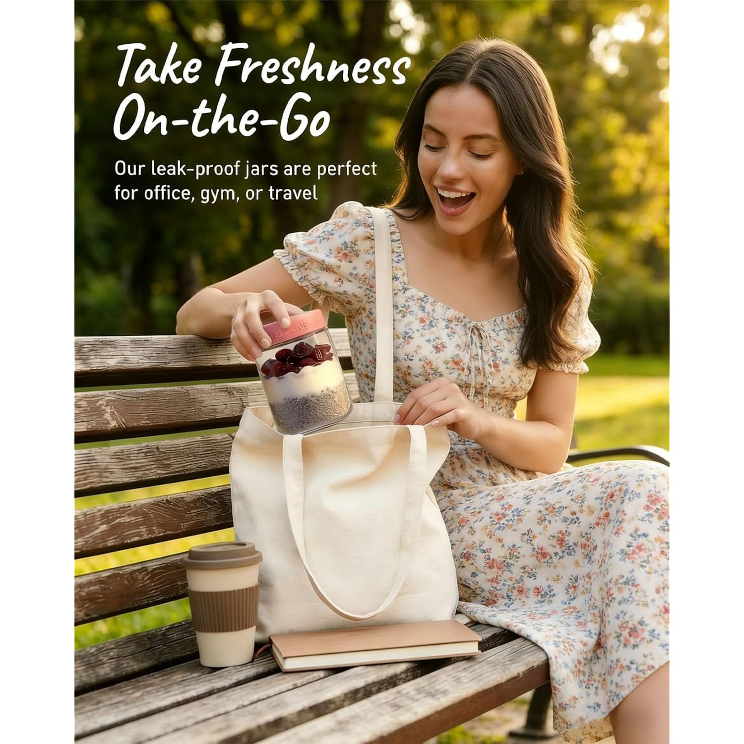 16 OZ 4Pack, Overnight Oats Jars with Lids, Glass Meal Prep Containers, Airtight Mason Jars for Breakfast, Yogurt Parfait, Salad & Smoothies, Leakproof and Reusable Food Storage Jars(4-2)