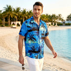 Mens Hawaiian Shirts Tops Short Sleeve Floral Button Down Beach Shirt Vintage Tropical Palm Summer Lightweight Blouses Male