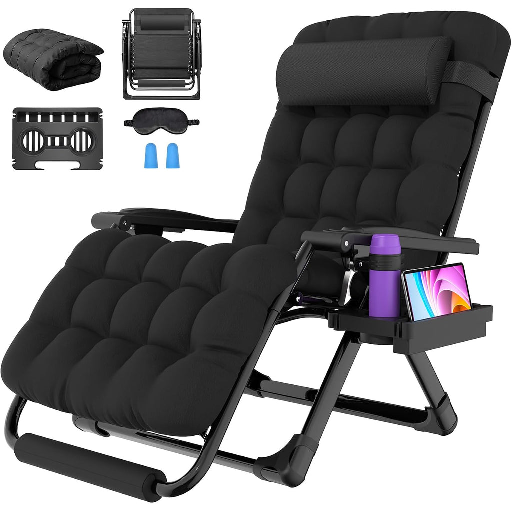 Suteck Oversized Zero Gravity Chair,33In Xxl Outdoor Recliner Chair W/Removable Cushion&Headrest, Camping Lounge Chair W/Upgraded Lock&Footrest, Reclining Patio Chairs For Indoor Outdoor,500Lbs