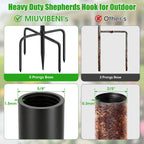79 Inch Double Shepherds Hooks For Outdoor, Heavy Duty Bird Feeder Pole With 5 Prongs Base For Hanging Lantern, Hummingbird Feeder, Lightweight Plant, Shepherds Hook For Bird Feeders For Outside