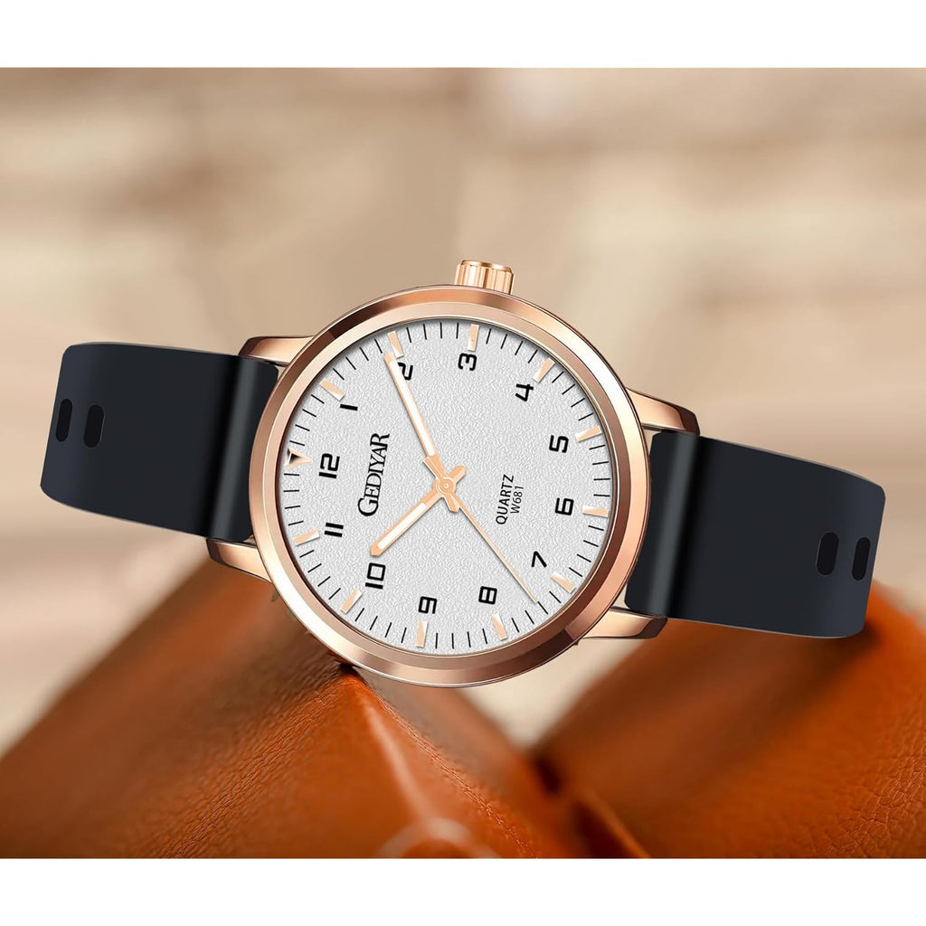 Fashion Quartz Wrist Watch, Waterproof Analog Display, Rubber Silicone Bands, Easy Read Dial, Casual Sport Style Minimalist Watch for Women Ladies Students