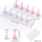 Etercycle 2 Set Nail Holder for Display Painting Nails - Aurora Acrylic Magnetic Practice Nail Stand Set - Fake Nail Holder for Press On Nails with Reusable Adhesive Putty (Aurora Pink)