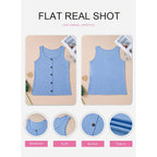 Womens Tank Tops Solid Button Crewneck Sleeveless Summer Tops Loose Fit