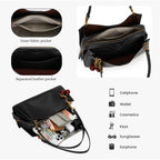 Shoulder Bag Medium Pu Leather Tote Bag For Women Trendy Designer Handbag With Cherry Pendant For Travel Work