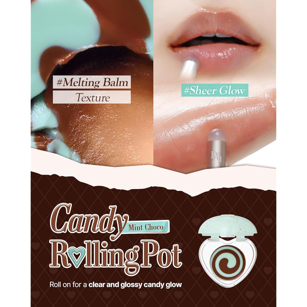 Dasique Candy Rolling Pot #Mint Choco | Lip & Cheek Gloss Balm | Lip & Cheek Balm | Sheer Glossy Finish | Moisturizing Balm Texture | Buildable Color | Korean Makeup | Vegan