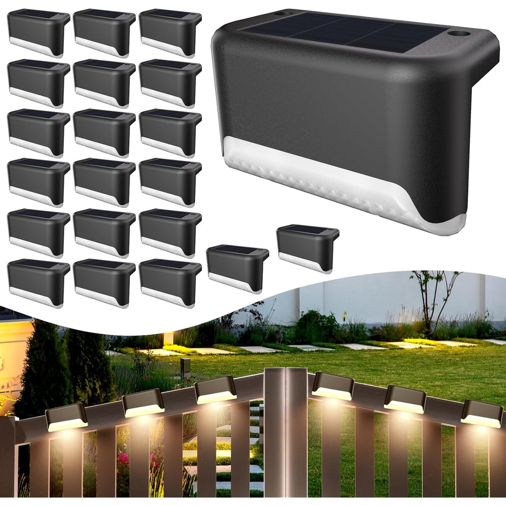 Bkbb Ppbb Solar Deck Lights Outdoor, 20 Pcs Solar Step Lights, Waterproof Led Solar Lights For Outdoor Stairs, Step, Fence, Yard, Patio, Railing, Garden And Pathway