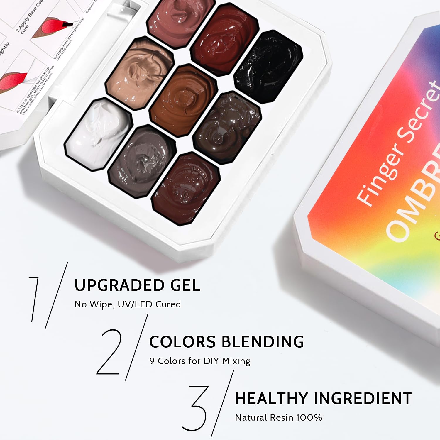Christmas Gel Polish, 9 Colors Ombre Patting Gel Nail Polish Palette, 100 Sponges 6 Brushes 1Grabber, Blending Color Gradient Painting Nails Art, No Wipe, UV/LED Cured (Set 06)