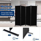 Room Divider 6Ft Portable Room Dividers And Folding Privacy Screens, Fabric Divider For Room Separation, Partition Room Dividers Freestanding Wall Divider Screen Studio (Black, 4 Panel-88'')