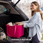 Simple Modern Extra-Large Beach Bag | Waterproof Getaway Rubber Tote with Zipper Pocket for Travel, Pool, Boat, Groceries, Sports | Blue Dune
