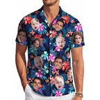 Custom Hawaiian Shirt W/Face For Men Personalized Funny Button Down Hawaiian Shirts W/Photo Tropical Beach Shirts