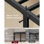 VASAGLE Twin Metal Bed Frame 14 Inches Tall, 550 lb Weight Capacity, No Box Spring Needed, with Under-Bed Storage, Easy Setup, Heavy-Duty Platform Bed, Mattress Retainers, Matte Black URMB653BD02S