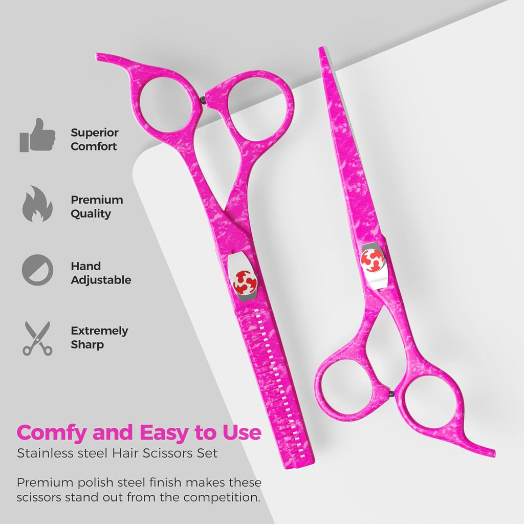 Hair Scissors Professional With Thinning Shears For Hair Cutting | 6" Japanese Steel Hair Cutting Scissors | Sharp Barber Scissors For Cutting And Layering | Hair Shears For Women And Men