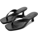 Fitory Women'S Sexy Kitten Heel Flip Flops,Square Open Toe Low Heel Sandals, Slip On Comfortable Thong Heels For Causal