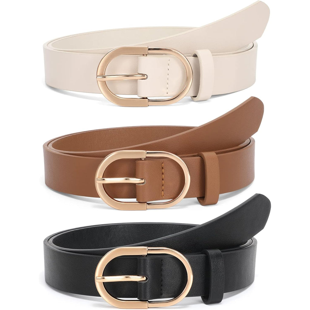JASGOOD Women’s Leather Belts for Jeans Pants Fashion Ladies Belt with Gold Buckle