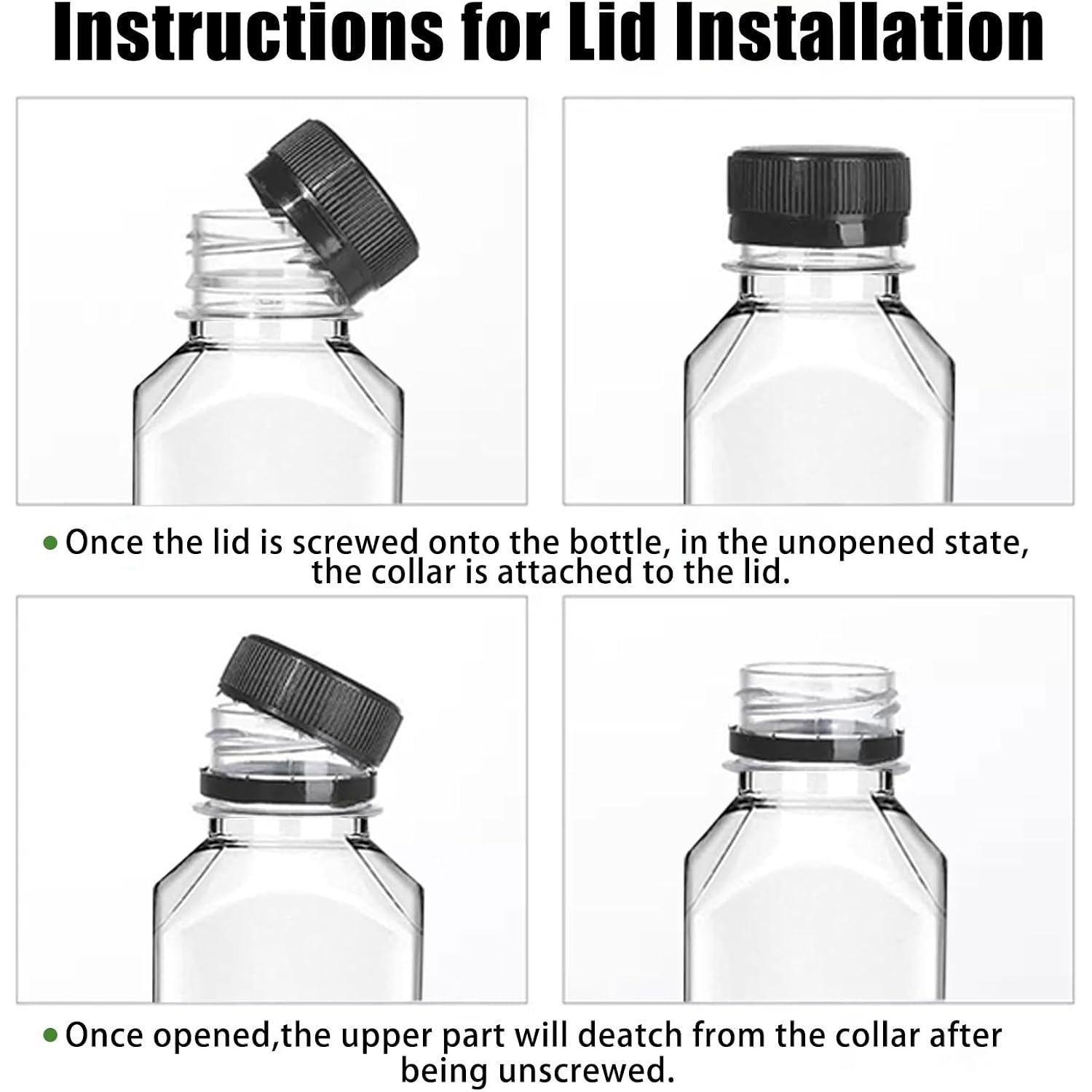 Plastic Juice Bottles With Caps 10Pcs 12Oz, Reusable Juice Containers With Black Tamper-Evident Lids, Clear Bottles For Juicing, Milk, Smoothie Bottle, Drinking With 10 Labels, Brush And Funnel