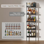 5-Tier Freestanding Wine Racks: 50 Bottles Wine Rack Shelf Wall Mounted With Fences, Wines Bottle Holder Display Shelf, Liquor Storage For Kitchen, Dining Room, Bar, Wood, 17.28''L X 7.95''W X 68.5''H