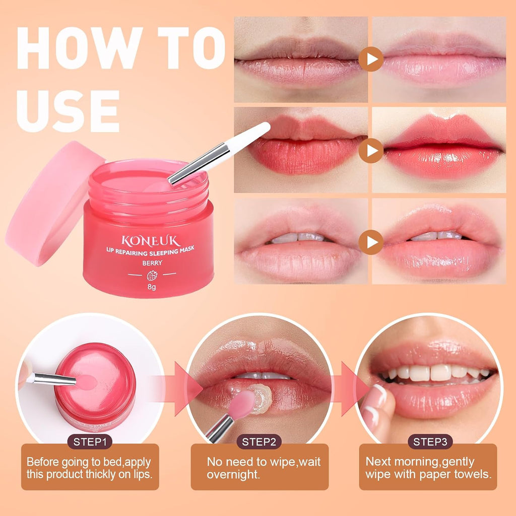 12 Pack Lip Sleeping Mask Set, Overnight Lip Skincare, Nourish And Hydrate Lip Mask With Vitamin C And Coconut Oil, Lip Balm For Dry Lips, Bulk Gifts For Women