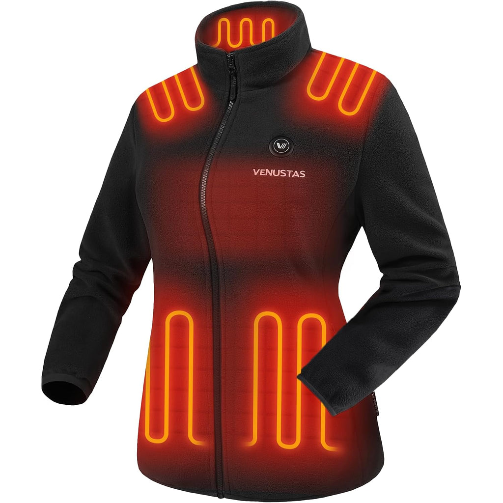 Venustas Women'S Fleece Heated Jacket With Battery Pack, Soft Lightweight Heating Coat For Outdoor Activities