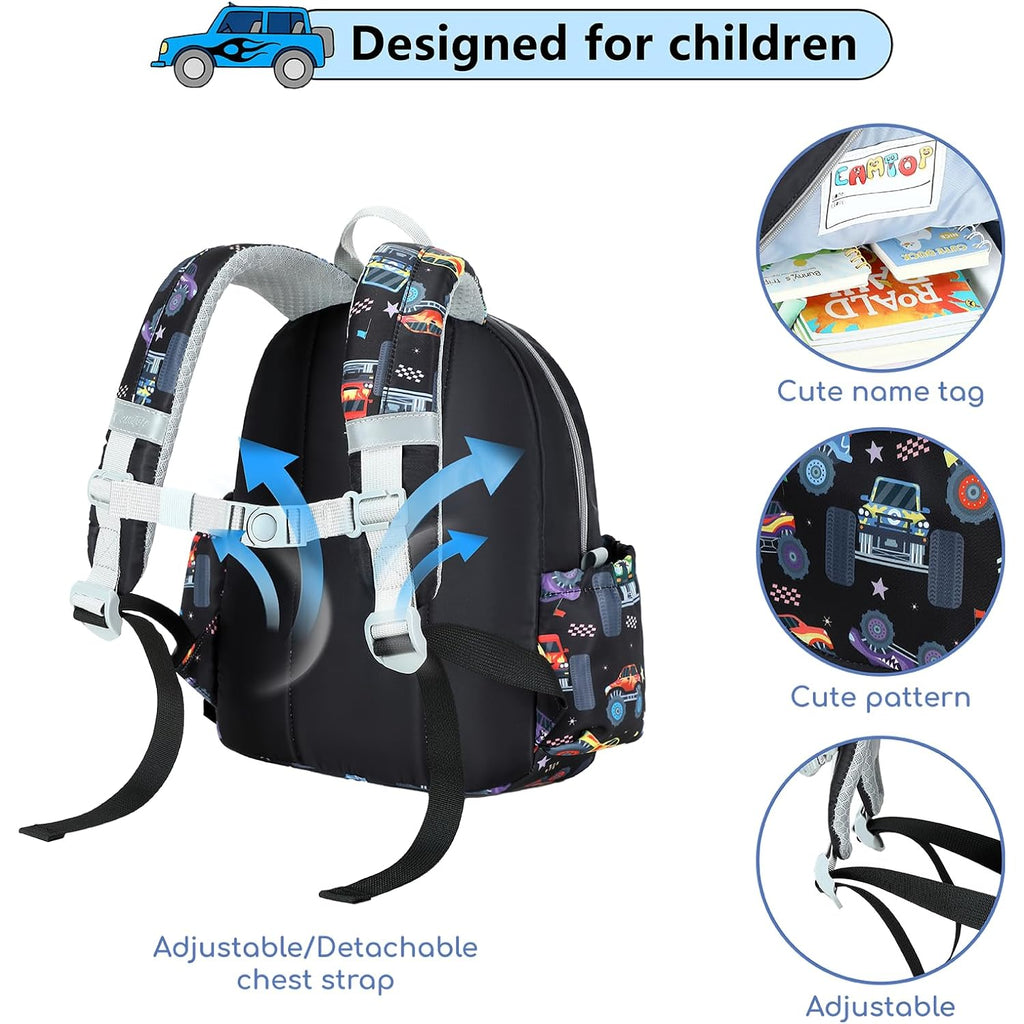 Toddler Backpack For Boys Girls 2-4, 12" H Kids Backpacks For Kindergarten Preschool, Small Bookbag For Daycare Travel (Black, 12''- Not Fit A4 Folder)